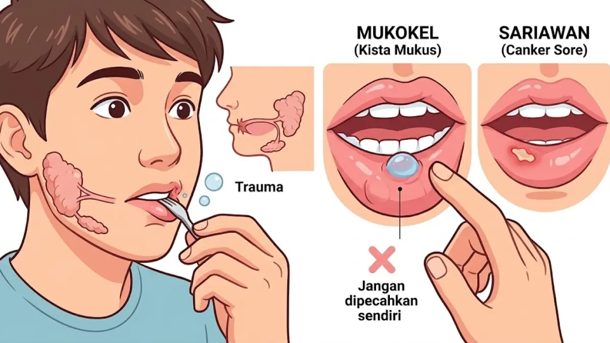 Ilustrasi bibir pecah yang mirip sariawan.(generate ai)