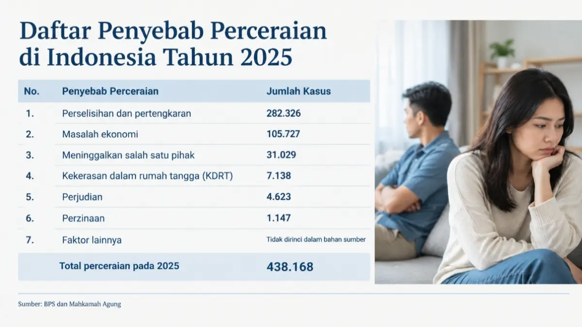 Perceraian di Indonesia Tembus 438 Ribu Kasus, Judi dan Zina Kian Mengkhawatirkan