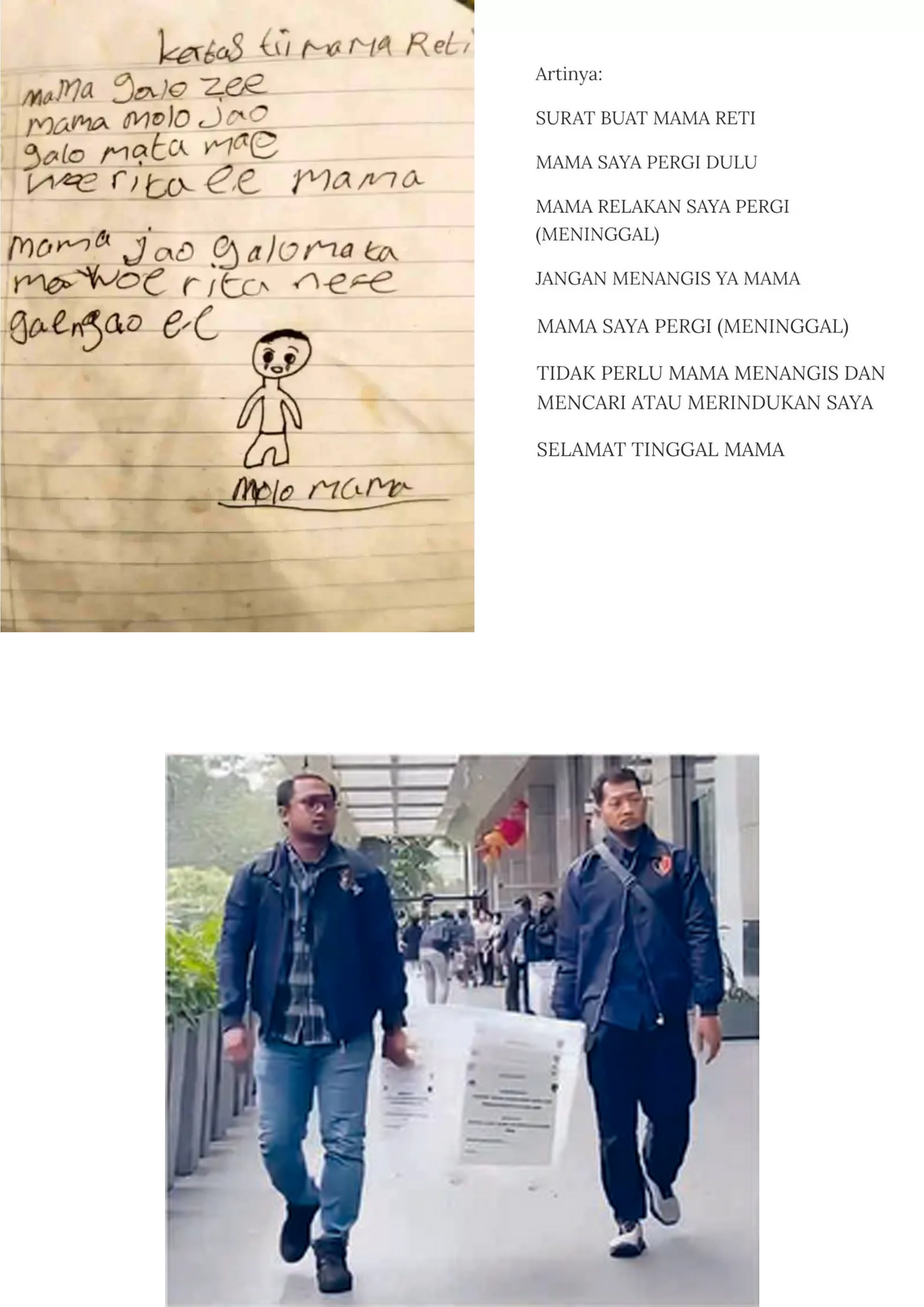SURAT PERPISAHAN: Surat yang ditulis YBR untuk sang ibu.