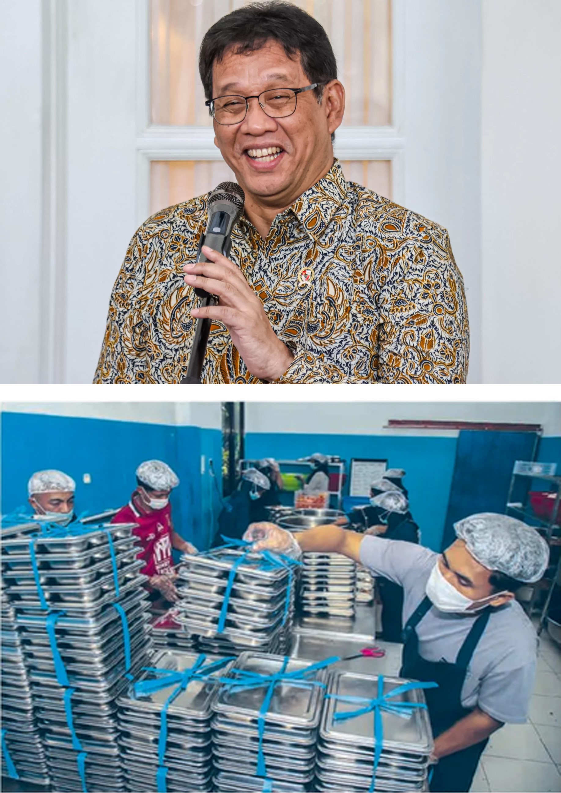 PERBANYAK PENERIMA: Petugas menyusun ompreng MBG di dapur SPPG Tobo Ternate, Maluku Utara, Senin (26/1)