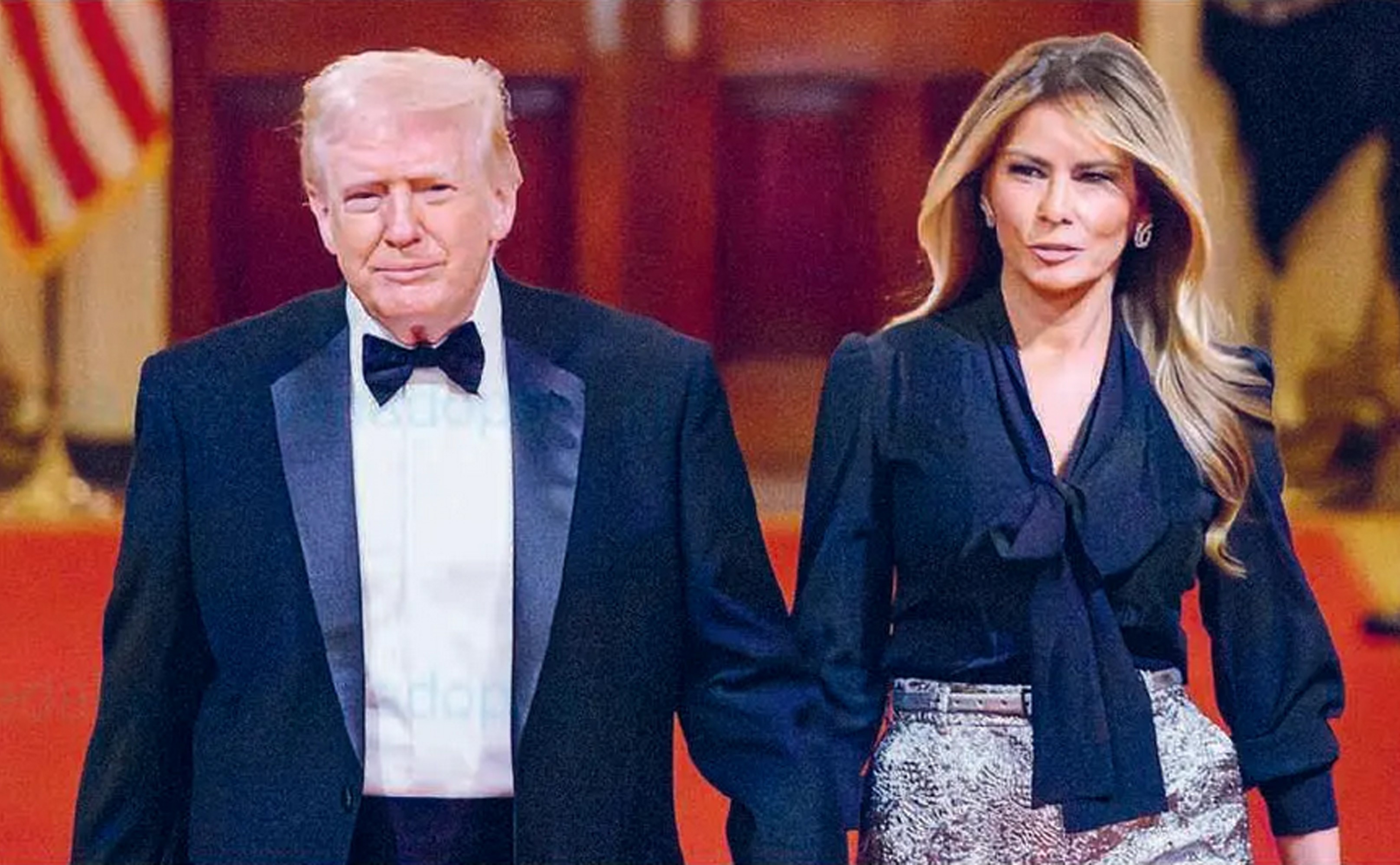 Presiden AS Donald Trump dan istrinya, Melania Trump menghadiri jamuan makan malam bersama para pemimpin negara bagian di Washington DC (2/2).