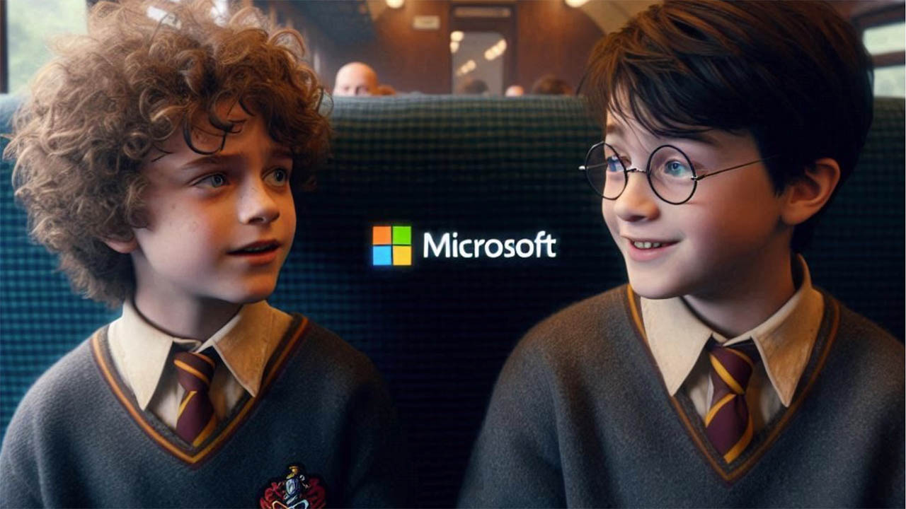Gambar AI Harry Potter dengan Logo Microsoft