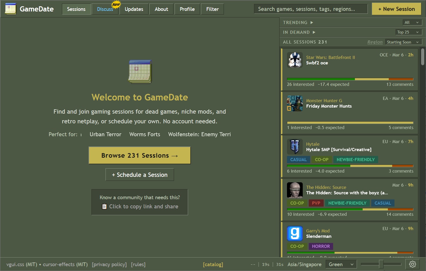 Tampilan situs GameDate