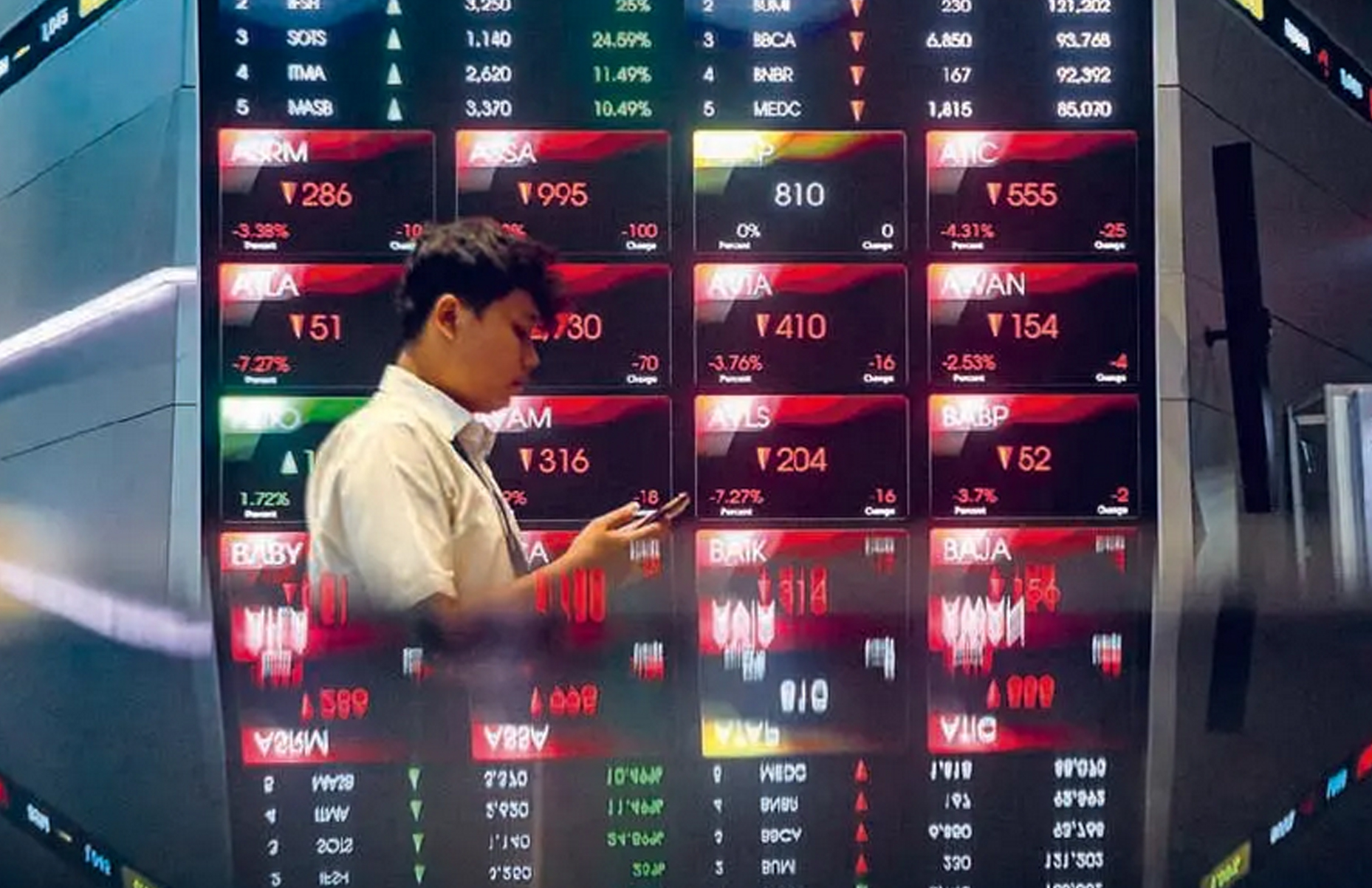 TERDAMPAK PERANG: Indeks Harga Saham Gabungan (IHSG) cenderung tertekan selama konflik Timur Tengah. IHSG berpotensi menghijau jika pasar mulai melihat indikasi konflik akan berakhir.