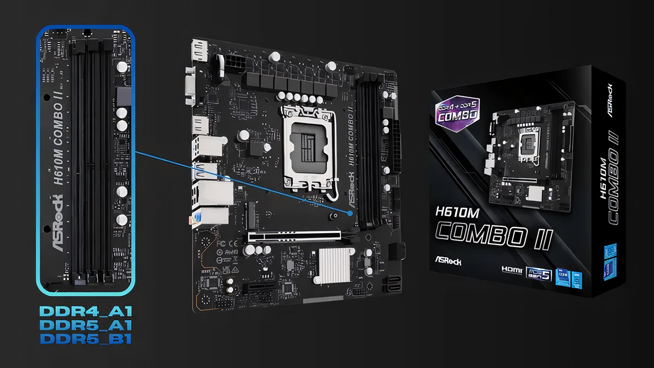 Motherboard ASRock dengan socket RAM multi-tipe