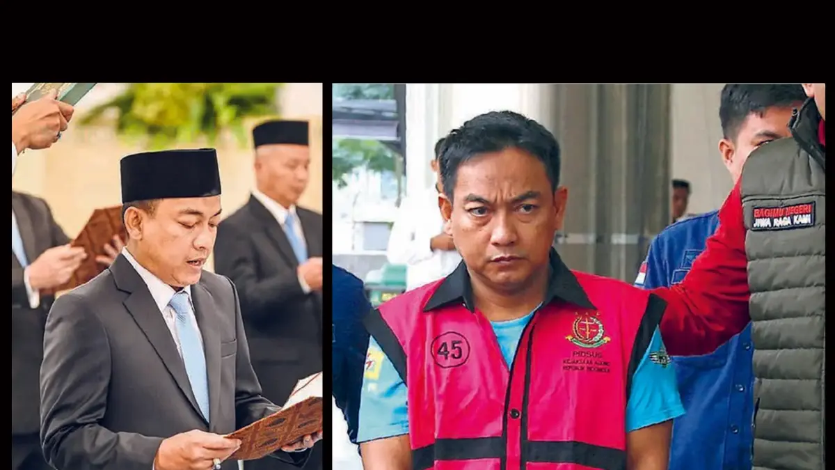 KONTRAST: Hery Susanto saat dilantik menjadi Ketua Ombudsman RI di Istana Negara, Jakarta (10/4). Hery setelah diperiksa di Gedung Bundar Jaksa Agung Muda Bidang Tindak Pidana Khusus (Jampidsus) Kejagung, Jakarta, kemarin (16/4).