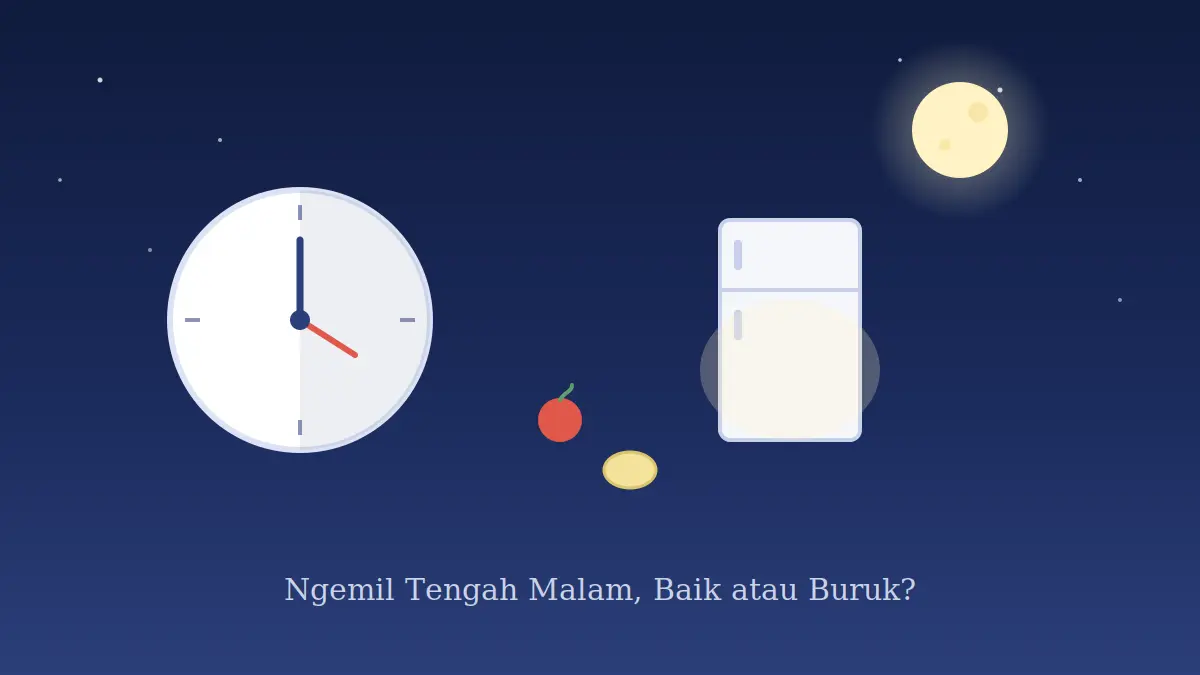 Ilustrasi kebiasaan ngemil larut malam — ritme sirkadian tubuh disebut memengaruhi cara tubuh memproses makanan yang dikonsumsi pada jam berbeda.