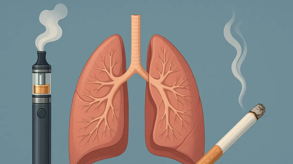 Ilustrasi perbandingan rokok konvensional dan rokok elektronik (vape). Keduanya sama-sama mengandung zat yang berpotensi membahayakan kesehatan meski memiliki cara kerja yang berbeda.