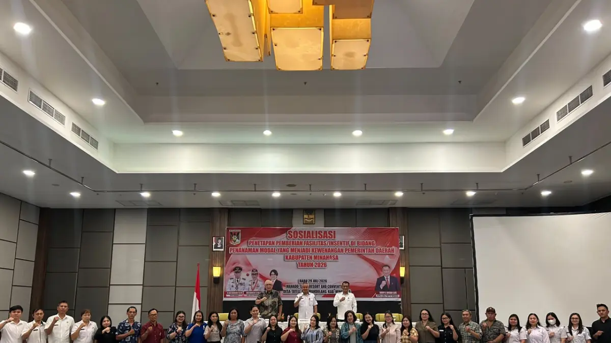 Peserta dan Narasumber di gelaran Sosialisasi Penetapan Pemberian Fasilitas dan Insentif di Bidang Penanaman Modal Tahun 2026. 