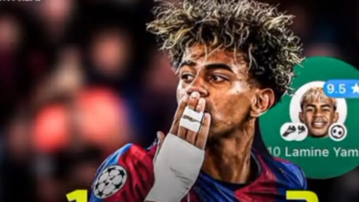 DAHSYAT: Lamine Yamal jadi kapten setelah Rapinha ditarik keluar di babak kedua. Dua penyerang Barcelona itu memainkan peran krusial untuk kemenangan Blaugrana lawan Feyenoord 5-1 di Camp Nou, Kamis (10/9) dini hari tadi. (foto:ist) 