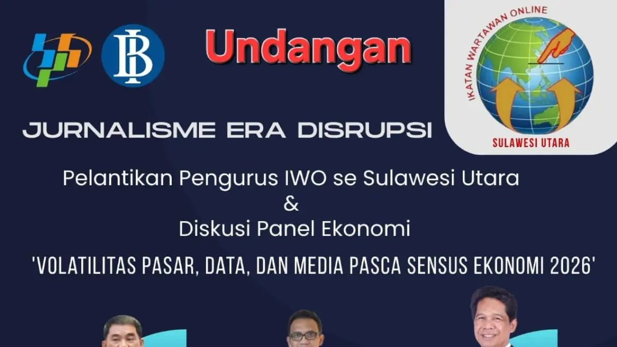 PELANTIKAN DAN DISKUSI PANEL: Para Nara Sumber Diskusi Panel Ekonomi dirangkai acara pelantikan PW IWO Sulut, akan digelar Rabu, 30 September 2026 di Kantor BPS Sulut, Jalan 17 Agustus, Manado. (foto;dok)