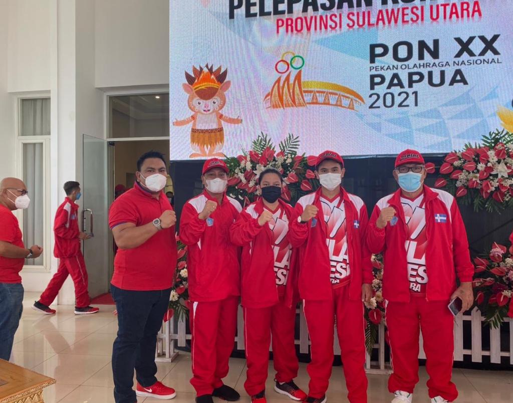 SIAP BERTANDING: Tiga orang atlet dan dua dua official yang akan diberangkatkan pada PON XX Papua, pada awal September 2021. Foto: istimewa.