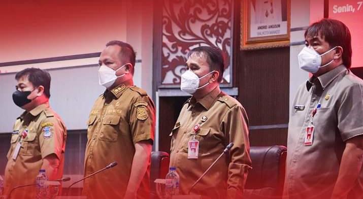 KOORDINASI: Richard Sualang pada rapat koordinasi dalam rangka pemeriksaan BPK. Dilaksanakan di Ruang Serbaguna Kantor Wali Kota Manado, Senin (7/3). foto: istimewa