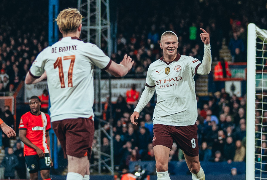 Erling Haaland mencetak lima gol saat Manchester City menghancurkan Luton Town dengan skor 6-2  dalam pertandingan putaran kelima Piala FA. (Foto: X Man City)