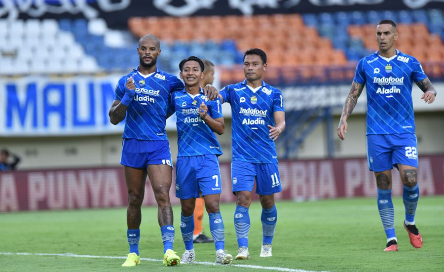 Striker Persib, David da Silva merayakan gol ke gawang Persija Jakarta di Stadion Si Jalak Harupat, Kabupaten Bandung, Sabtu, 9 Maret 2024. (Foto: PERSIB.co.id/Barly Isham)