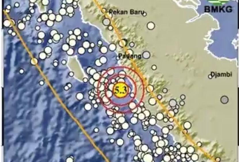 Gempa bumi magnitudo 5,3 mengguncang wilayah Kabupaten Pesisir Selatan, Sumatera Barat, Rabu (20/3/2024) pukul 15:24:57 WIB. (Peta gempa: BMKG)