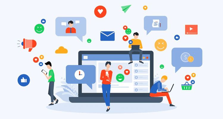 Ilustrasi komputer dan media sosial