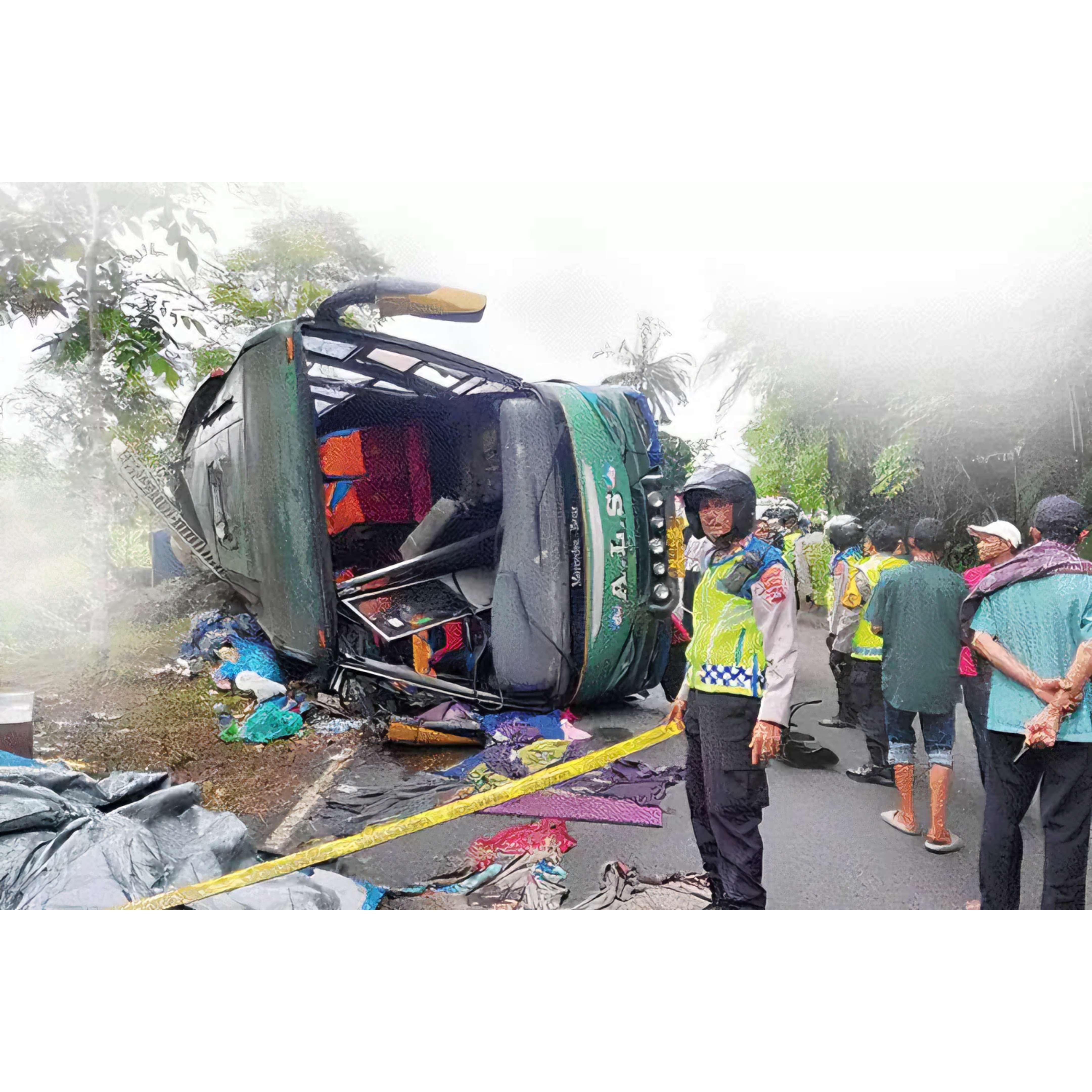 Kecelakaan bus ALS di Malalak, Kabupaten Agam pada Senin (15/4) lalu.(Padek.co)