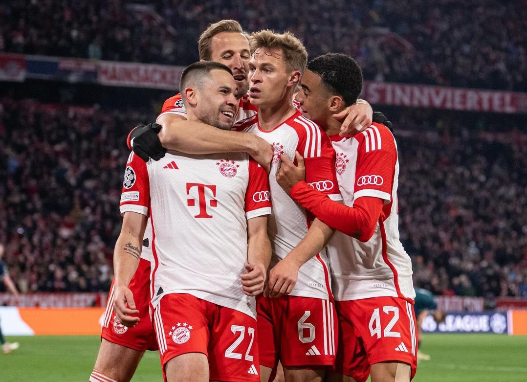 Joshua Kimmich (6) menjadi pahlawan Bayern Munchen saat sundulannya di babak kedua mengantarkan raksasa Jerman itu ke semifinal Liga Champions. (Foto: IG FCBayern)
