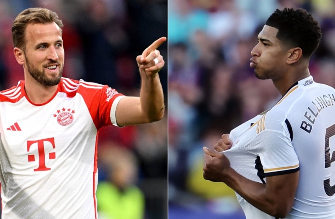 Harry Kane dan rekan setimnya di Timnas Inggris Jude Bellingham akan berhadapan dalam laga semifinal Liga Champions. (Foto: Lavenir)