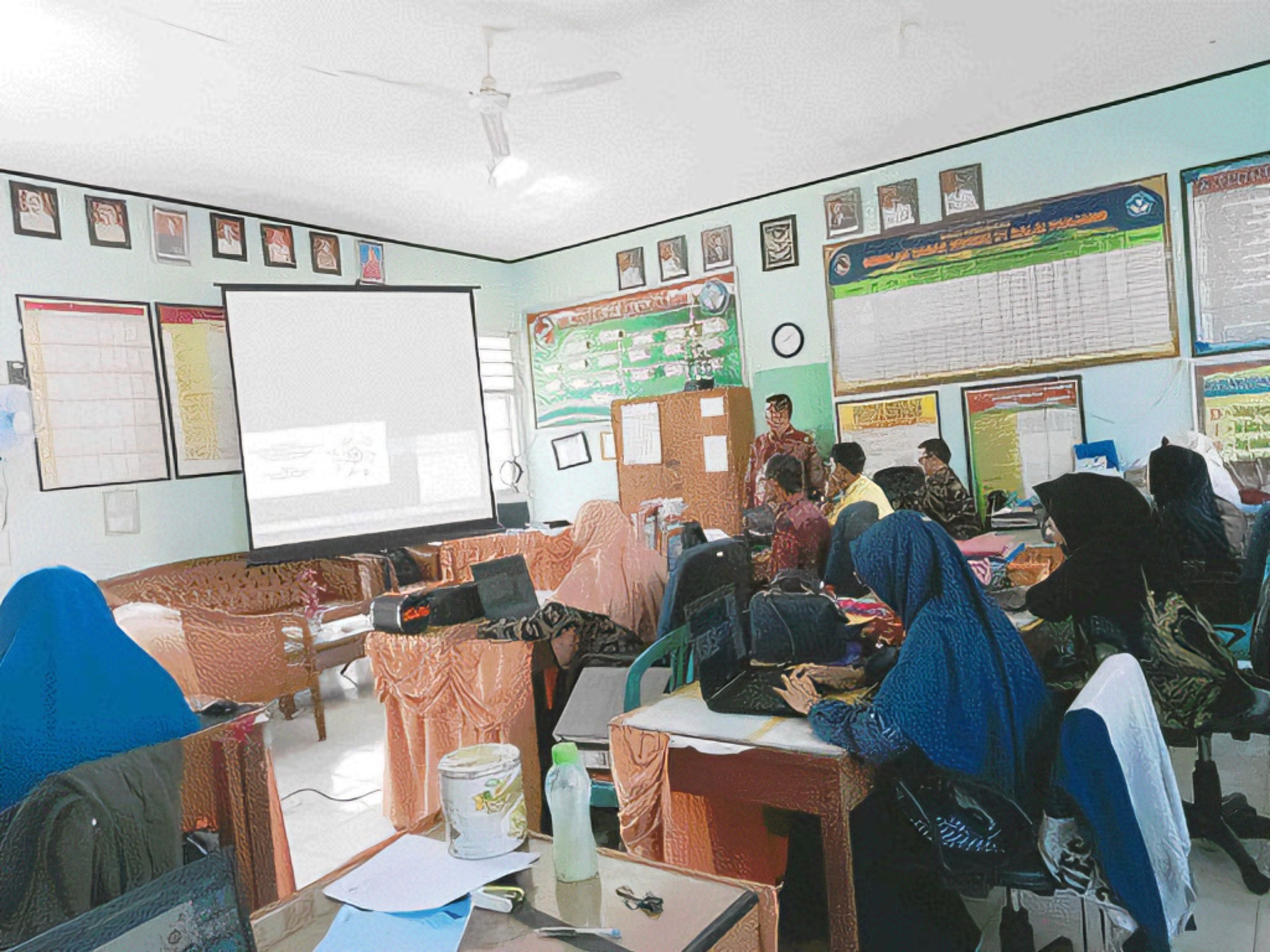 ANTUSIAS: Sejumlah guru ketika mengikuti kegiatan webinar OCB series 1 yang diselenggarakan, Kamis (18/4).(TIM LAMAN GURU)