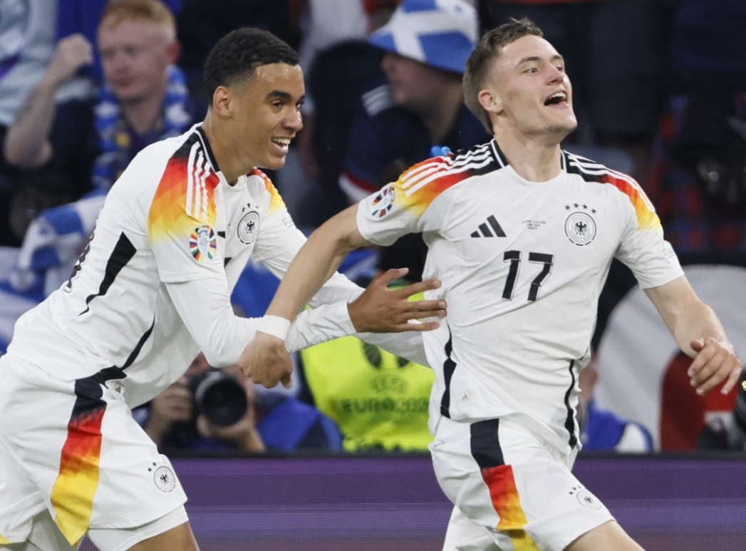Florian Wirtz dan Jamal Musiala, dua pemain muda berbakat Jerman jadi bintang dalam pertandingan melawan Skotlandia. (Foto: X UEFA EURO 2024)