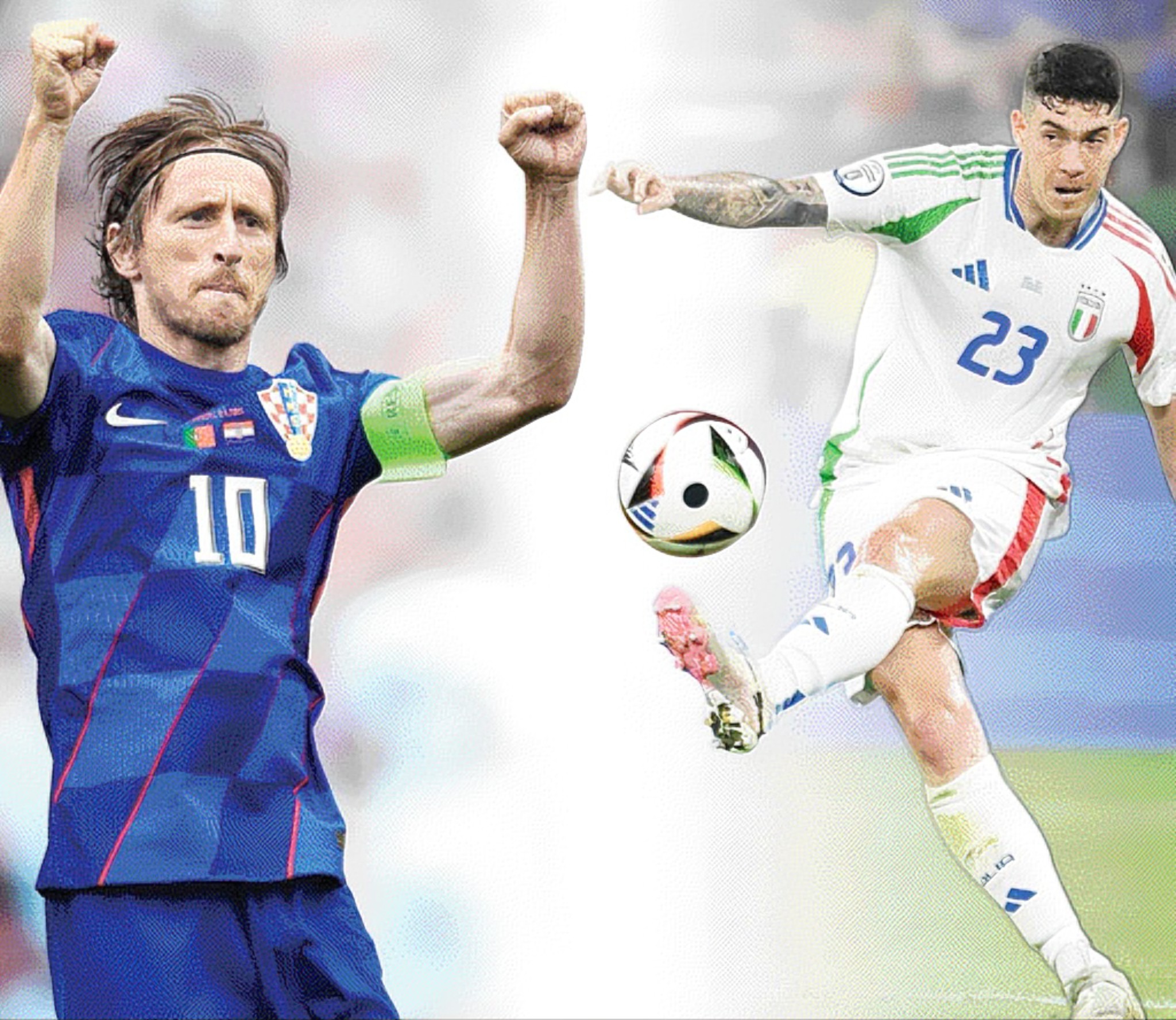 Luka Modric (kiri) dan Alessandro Bastoni (kanan). (IG HNS_CFF IG/IG AZZURRI)