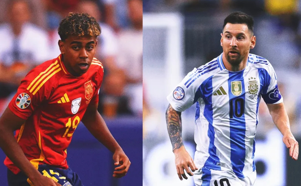 Lamine Yamal dan Lionel Messi. (Foto: Fox Sports)
