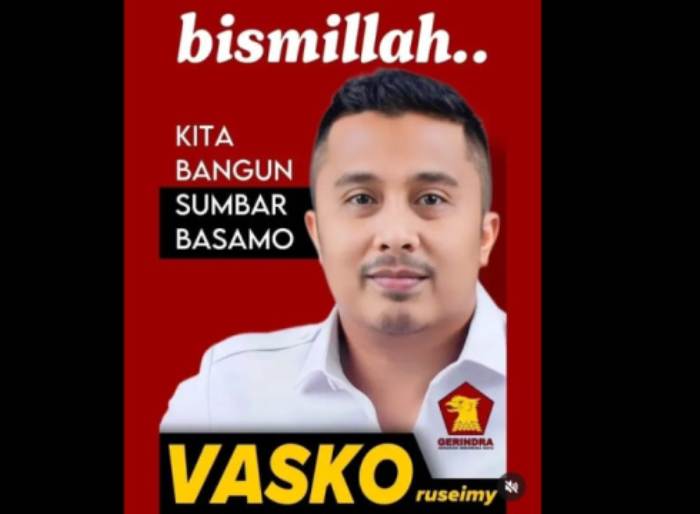 Bakal Calon Wakil Gubernur Sumbar dari Partai Gerindra, Vasko Ruseimy, dampingi  Mahyeldi dari PKS, dalam Pilgub Sumbar pada 27 November 2024 mendatang.