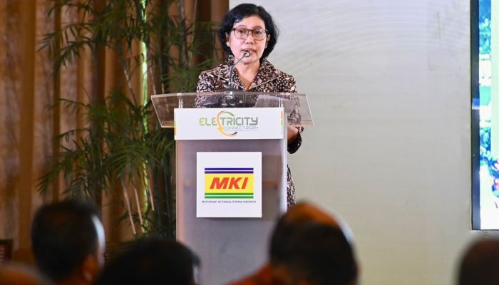 Ida Nuryatin Finahari menyampaikan sambutannya dalam peluncuran Electricity Connect di Hotel Dharmawangsa, Jakarta, Rabu (17/7).