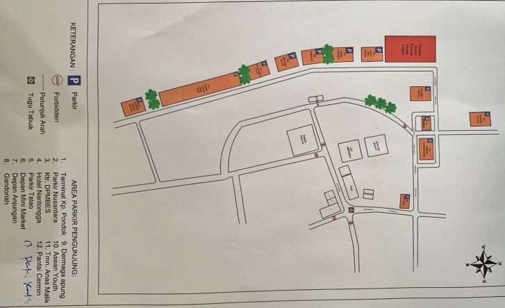 Denah 13 lokasi parkir untuk masyarakat yang menyaksikan Pesona Tabuik Pariaman 2024.