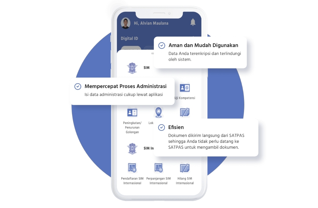 Pemilik SIM yang masa berlakunya hampir habis kini dapat melakukan perpanjangan secara online melalui aplikasi Digital Korlantas Polri.(Foto: IST)