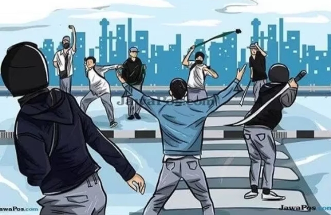 Ilustrasi tawuran. (Grafis: jawapos.com)