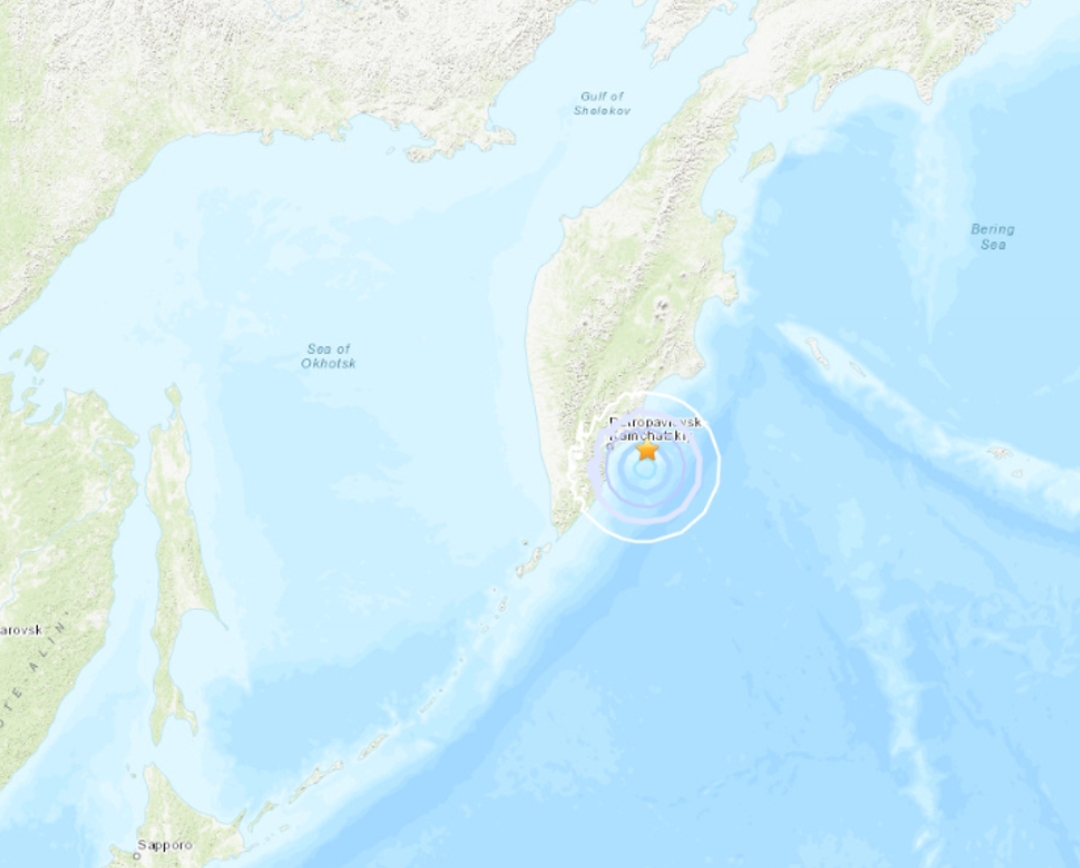 Episentrum gempa berada di lepas pantai timur Rusia. (Foto: USGS)