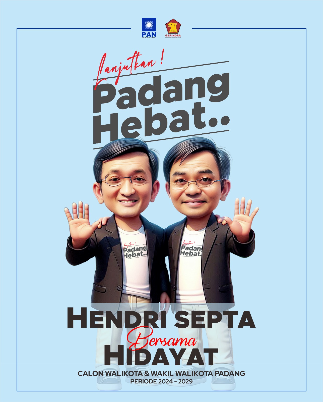 Calon Walikota dan Wakil Walikota Padang Periode 2024-2029, Hendri Septa Bersama Hidayat