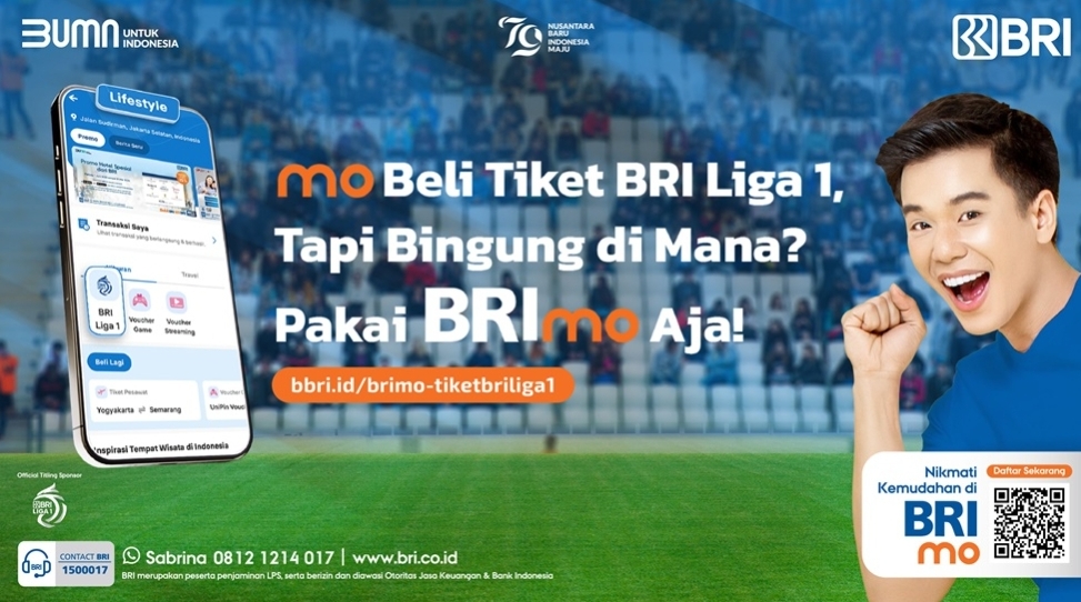 Bagaimana cara beli tiketnya? Kamu tidak perlu kebingungan karena Kini pembelian tiket BRI Liga 1 jadi semakin mudah melalui BRImo.