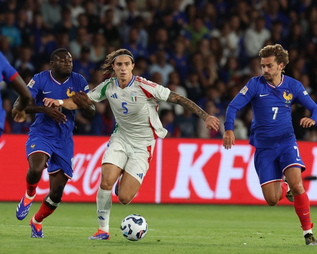 Italia memberikan kejutan dalam pertandingan melawan Prancis di ajang UEFA Nations League, Sabtu dinihari WIB (7/9/2024). (Foto: Azzurri_En)