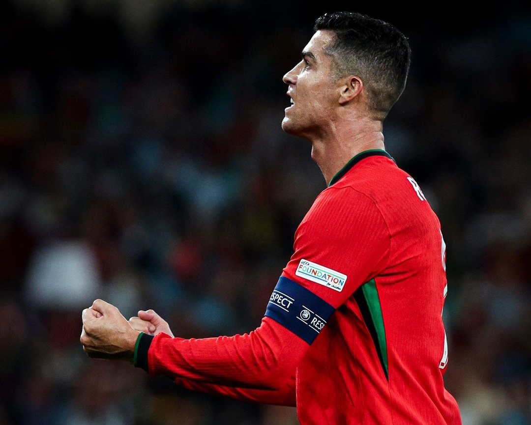 Selebrasi Cristiano Ronaldo usai mencetak gol bagi Portugal. (Foto: IG @cristiano)