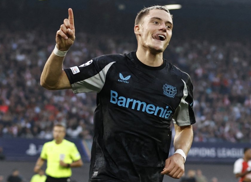 Florian Wirtz menjadi bintang dengan dua golnya bagi Bayer Leverkusen dalam debut Liga Champions melawan Feyenoord. (Foto: X Champions League)