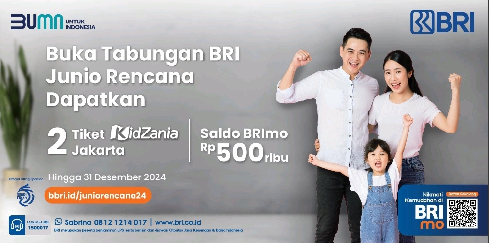 BRI berikan hadiah bagi nasabah yang buka Tabungan BRI Junio Rencana. (Dok. BRI)