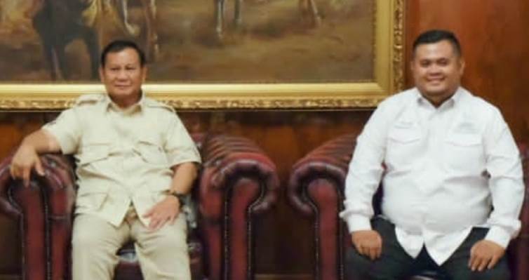 Ketua BPD HIPMI Sumsel, H Hermansyah Mastari (kanan) bersama Prabowo Subianto.