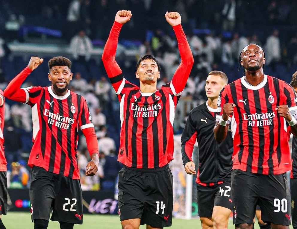 AC Milan menang 3-1 atas Real Madrid di Santiago Bernabeu dalam laga Liga Champions, berkat gol Thiaw, Morata, dan Reijnders. (Foto: Instagram AC Milan)