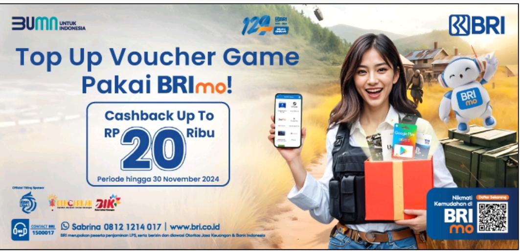 Mobile banking BRImo hadir untuk membuat proses top up voucher game menjadi lebih mudah dan menguntungkan. (Foto: BRI)