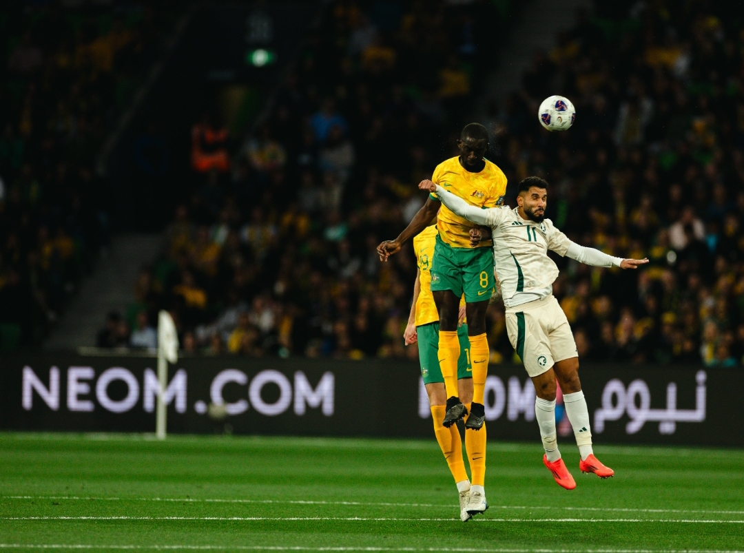 Australia dan Arab Saudi harus puas bermain imbang 0-0 dalam laga Kualifikasi Piala Dunia 2026 zona Asia Grup C, di Melbourne Rectangular Arena, Kamis (14/11). (Foto: X Socceroos)