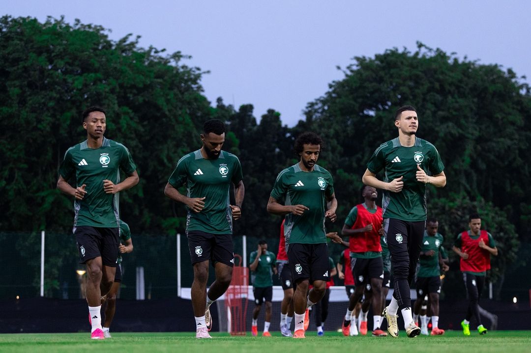 Pemain Timnas Arab Saudi saat melakukan latihan di Jakarta.
