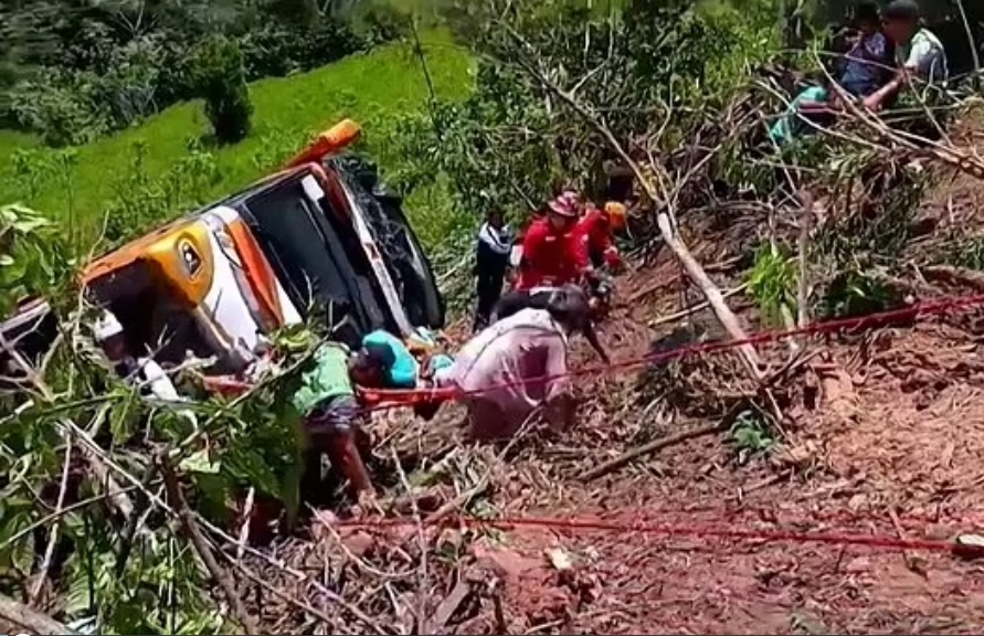 Kecelakaan tragis ini terjadi di Jalan Raya Fernando Belaunde Terry di provinsi Moyobamba, wilayah San Martin, Peru. (Foto: Dailymail)