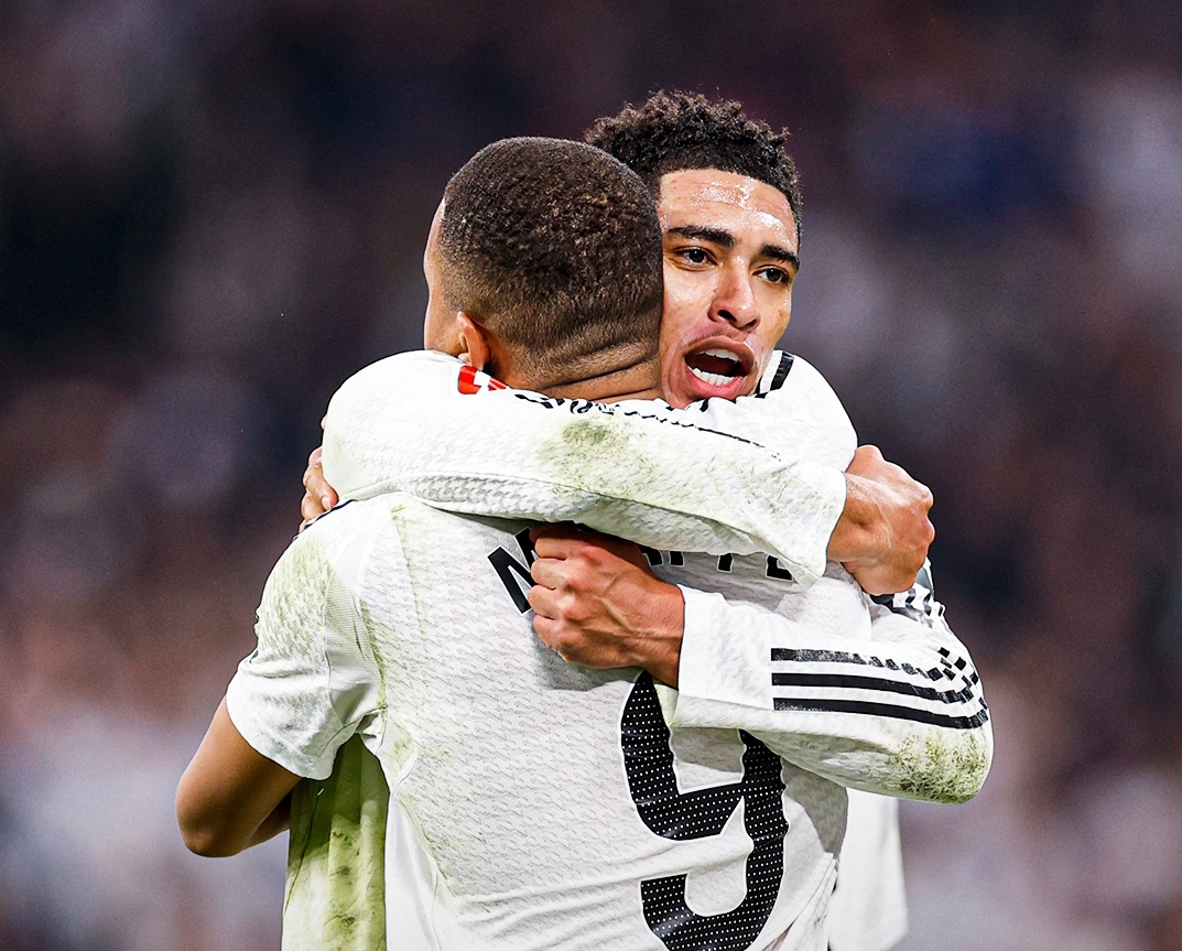 Jude Bellingham dan Kylian Mbappe berhasil mencetak kemenangan Real Madrid 2-0 melawan Getafe di La Liga. (Foto: X @realmadrid)