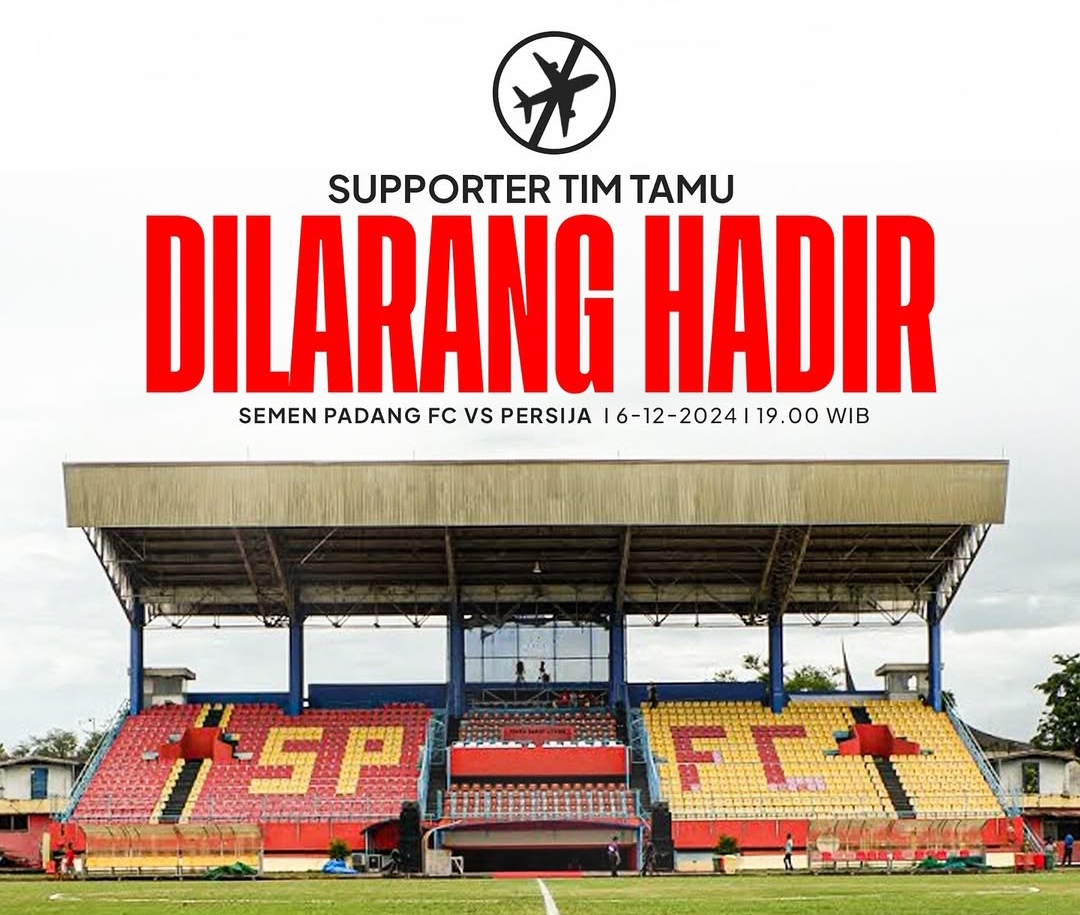 Persija Jakarta di akun media sosial resmi klub mengingatkan para pendukungnya, The Jakmania, untuk tidak hadir langsung di Stadion GHAS saat laga melawan Semen Padang FC. (Foto: IG Persija)