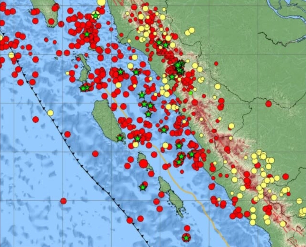 Peta sebaran gempa sepanjang tahun 2024. (Foto: BMKG)