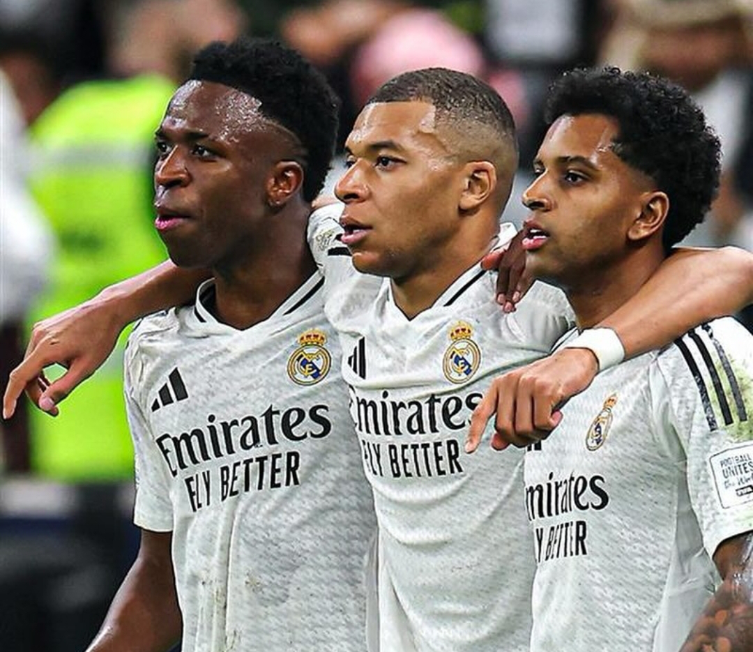 Vinicius Jr, Kylian Mbappe dan Rodrygo diperkirakan bakal memperkuat Real Madrid dalam laga melawan Valencia di Mestalla. (Foto: Instagram @realmadrid)